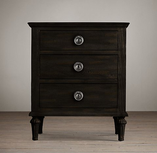 Bordeaux 3 Drawer Bedside - Black Oak Drifted