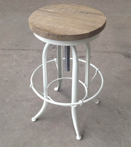 Toledo Industrial Counter Stool (White + Oak)