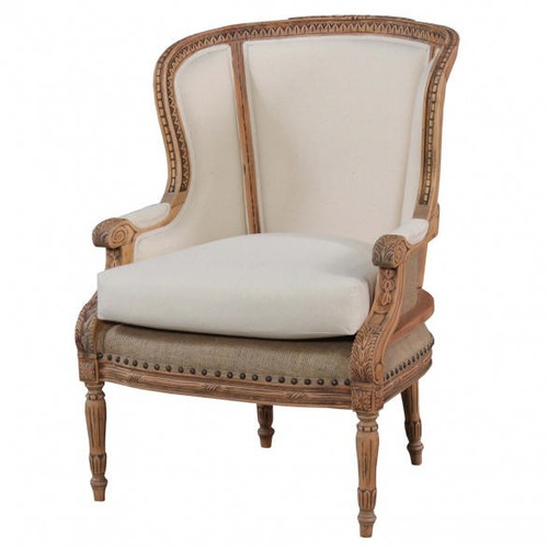 French Wing Chair - Size: 103H x 71W x 79D (cm)