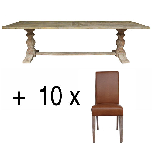 Hudson Trestle Dining Package (10 Leather Chairs)