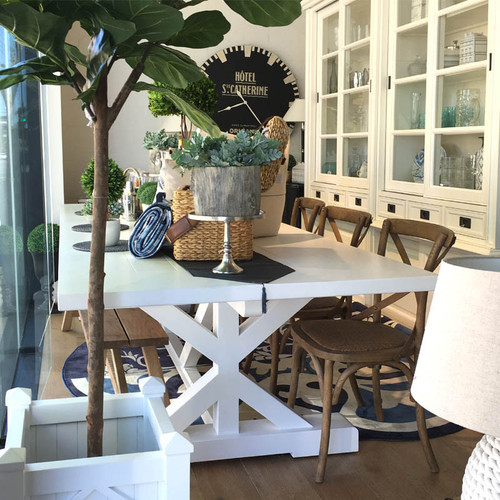 Hamptons X-Base Dining Table 3m - White