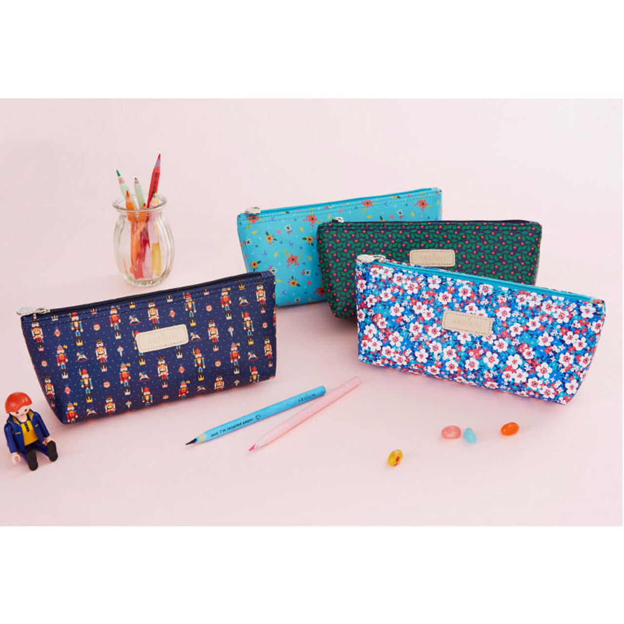 Ardium Pattern soft stand up zipper pencil case fallindesign
