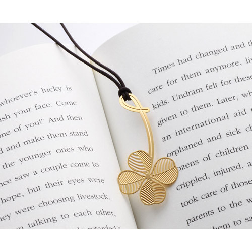 Bookfriends Fourleaf clover gold plated bookmark fallindesign