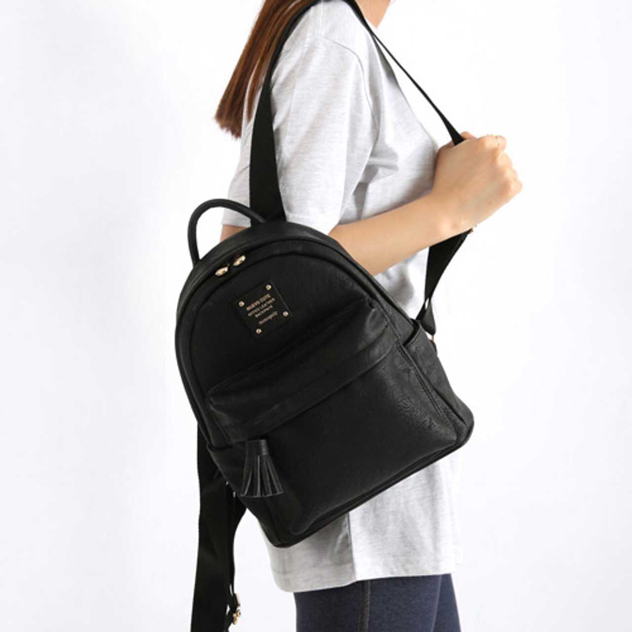 Monopoly Nuevo cute leather backpack with tassel - fallindesign