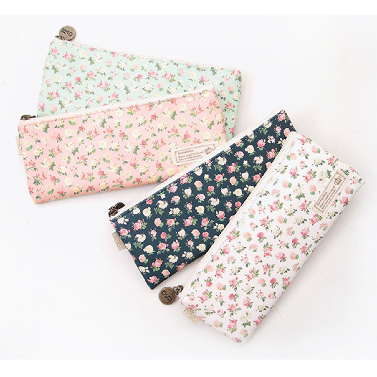 2young flower pattern flat zipper pencil case pouch fallindesign