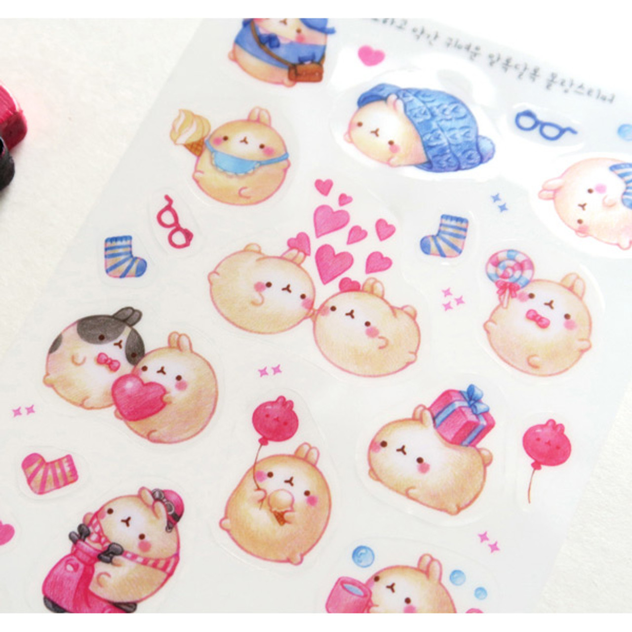 BOOKCODI Molang cute deco transparent sticker set ver.4 ...
