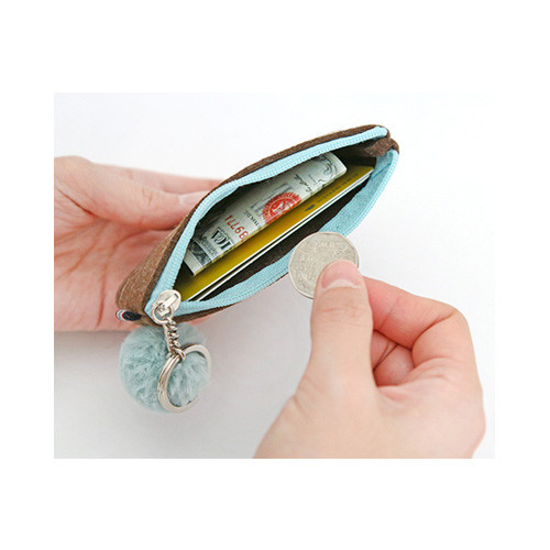 Indigo The Basic portable felt coin zipper pouch case ver.5