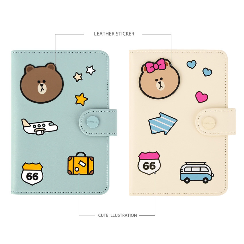Monopoly Line friends RFID blocking passport case with sticker