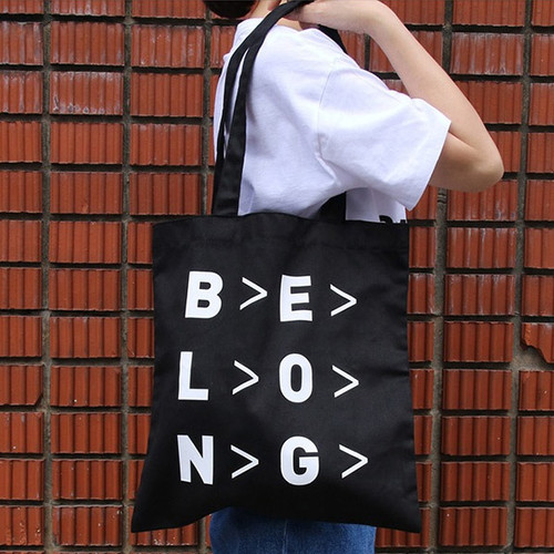 Black - Even odds cotton shoulder tote bag Black - Even odds cotton shoulder tote bag
