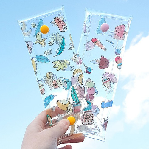 Banana and Ice cream clear folding pencil case Banana and Ice cream clear folding pencil case
