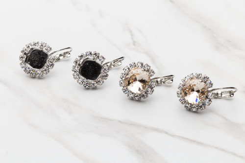 10mm Square Crystal Halo Earring