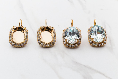 18mm x 13mm Oval Crystal Halo Earring