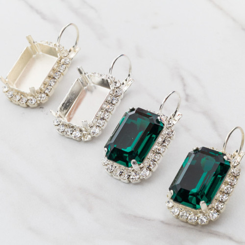 18mm x 13mm Octagon Crystal Halo Earrings