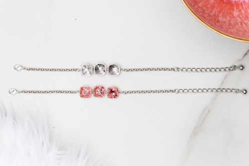 12mm Square | Three Setting Casted Bracelet | One Piece