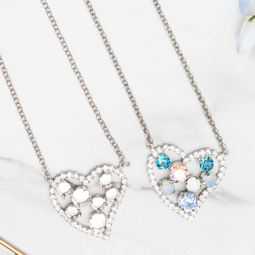8.5mm & 11mm | Large Crystal Rhinestone Heart Necklace | One Piece