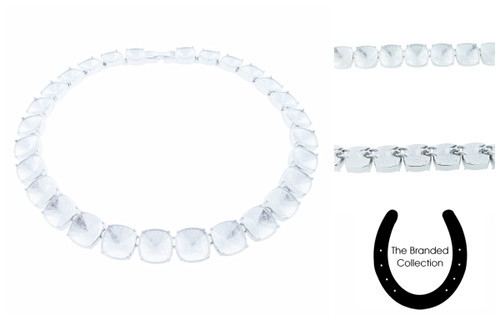 The Branded Collection - 12mm Square Cushion Cut Twenty-Eight Box Casted Necklace Rhodium