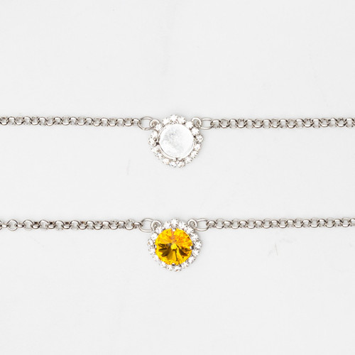 12mm Round | Crystal Halo Pendant Necklace | One Piece