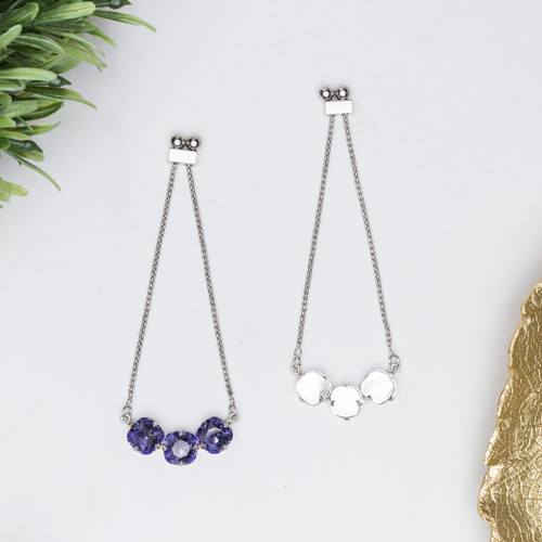 12mm Square | Three Setting Adjustable Slider Bracelet | One Piece