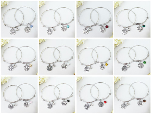 8.5mm | Zodiac Sign Charm Bangle Bracelet | One Piece