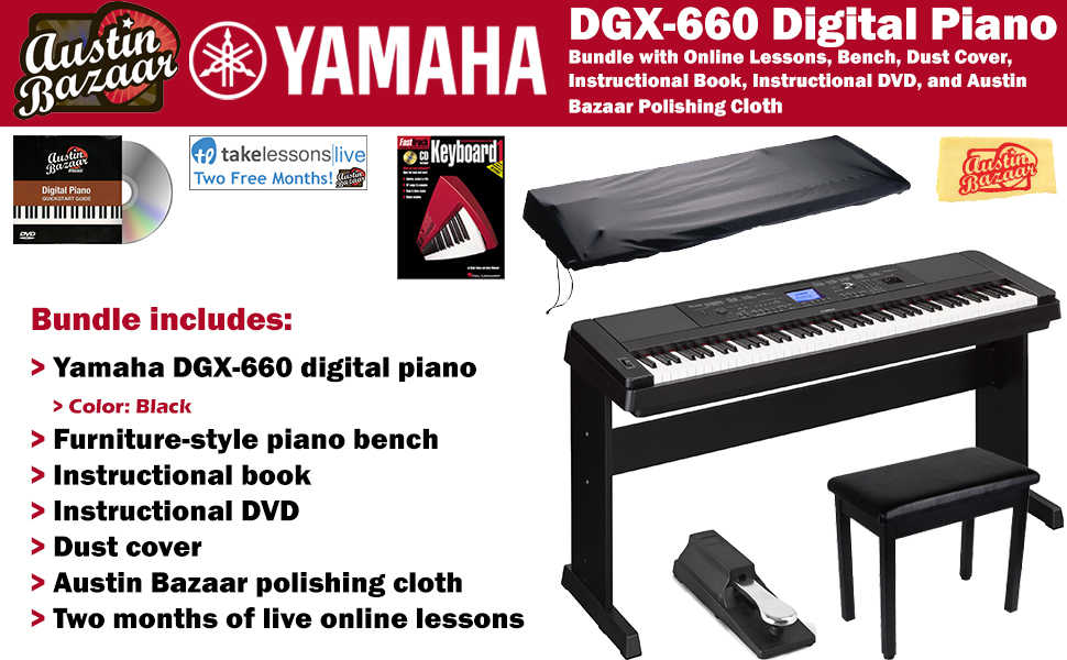 Yamaha DGX-660 Digital Piano - Black w/ Furniture Bench