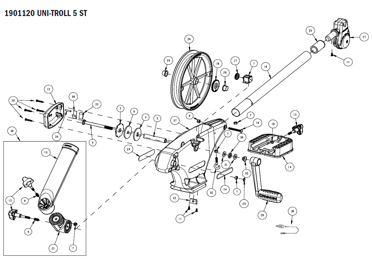 Order Cannon Uni-Troll 5 ST Downrigger Parts online from FISH307.com
