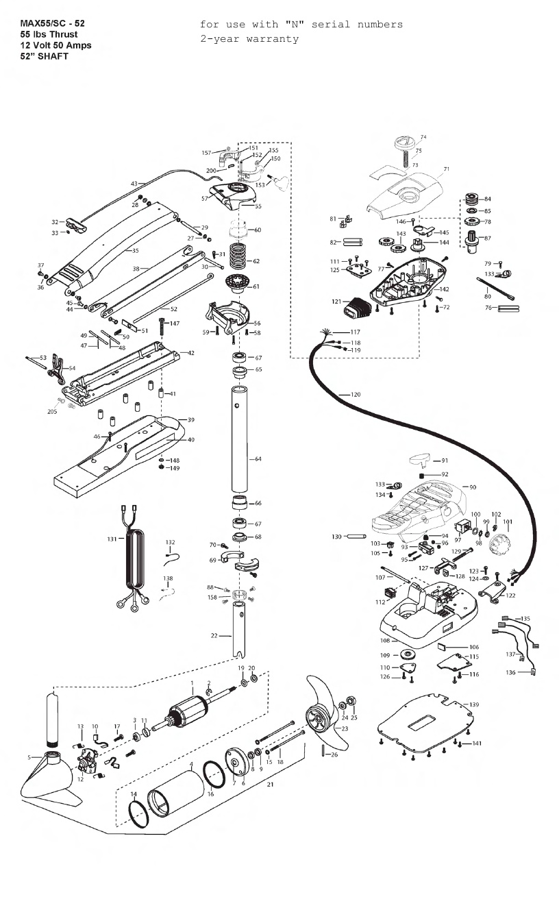 Minn Kota Max 55 SC (52 Inch) Parts - 2013
