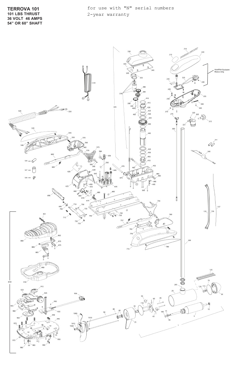 Minn Kota Terrova 101 Parts - 2013