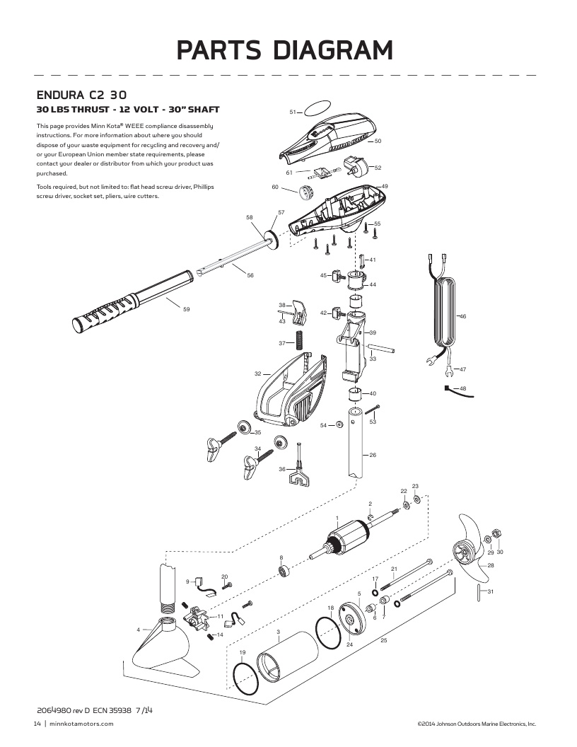 Minn Kota Endura C2 30 International Parts-2017