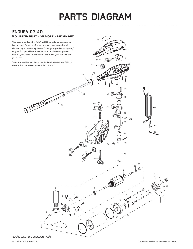 Minn Kota Endura C2 40 International Parts-2017