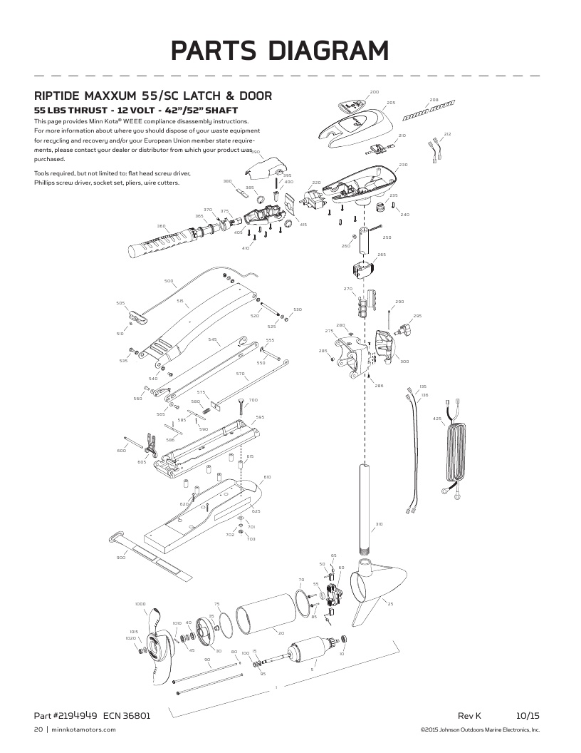 Minn Kota Riptide Maxxum 55 SC Parts-2018