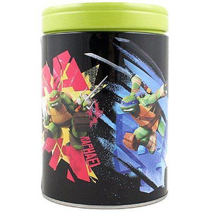 TMNT Never Cross A Ninja Round Tin Coin Bank