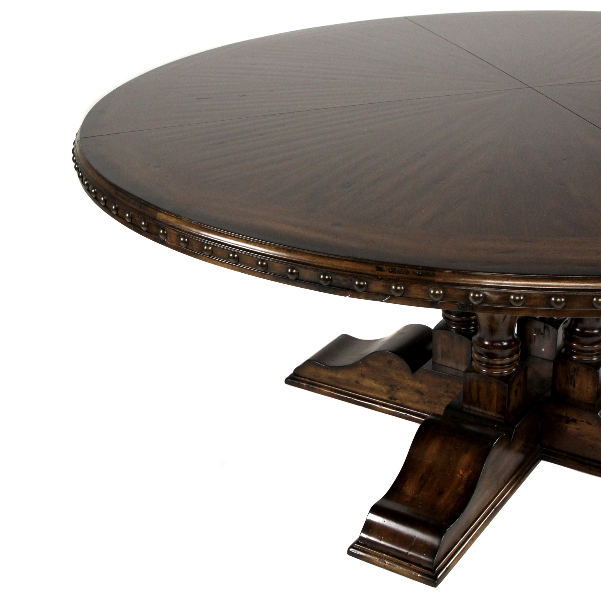 Tuscan 70 Round Dining Table Rich Finish Nailhead Detailing