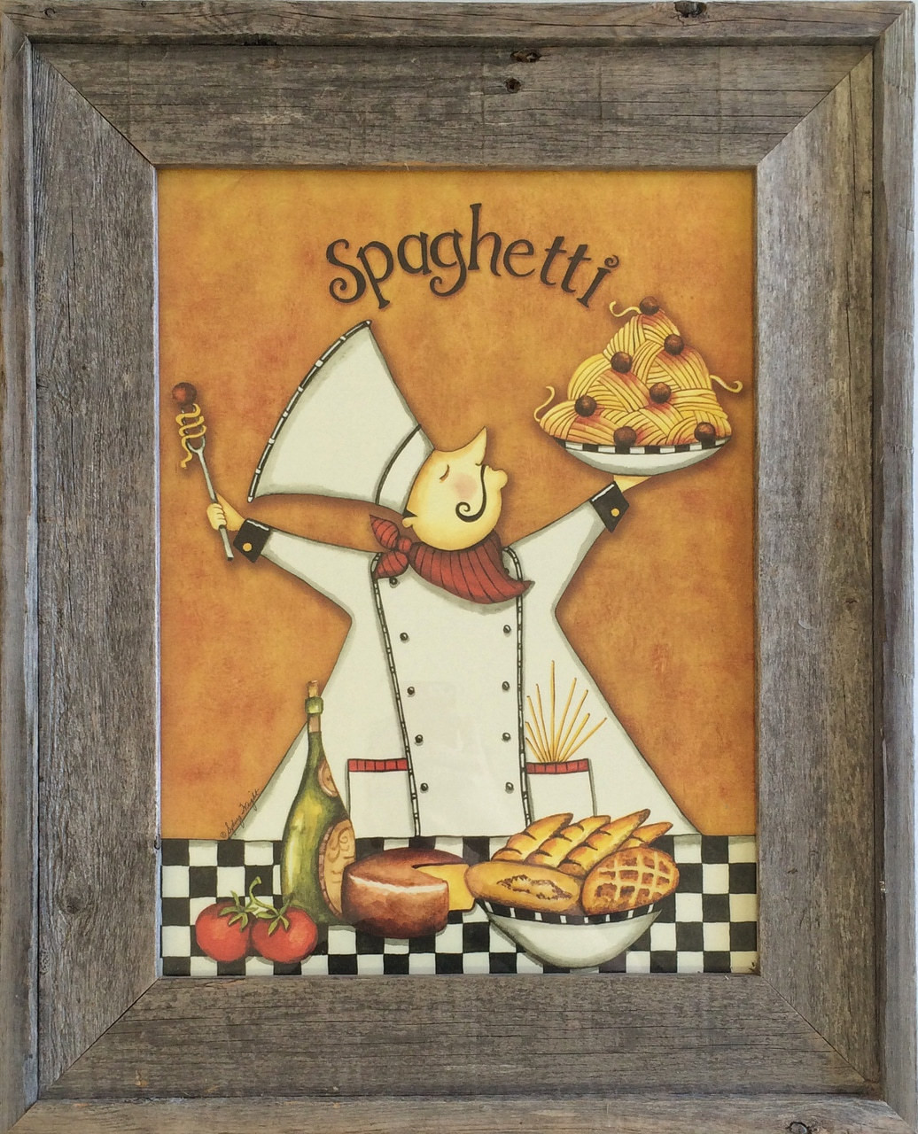 Rustic Wall Decor Chef Spaghetti Kitchen Wall Decor Print