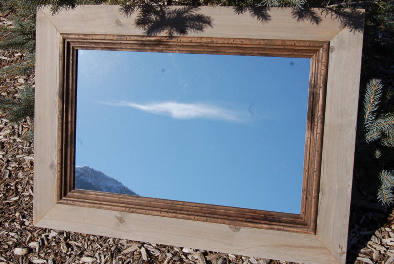 Barnwood Cabin Mirror Dark Walnut Molding with Rustic Chic Style Free Shipping!