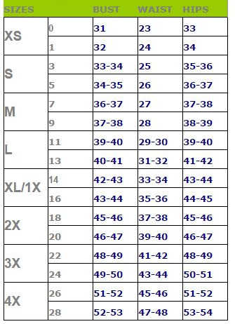 Dress Size Chart Medium