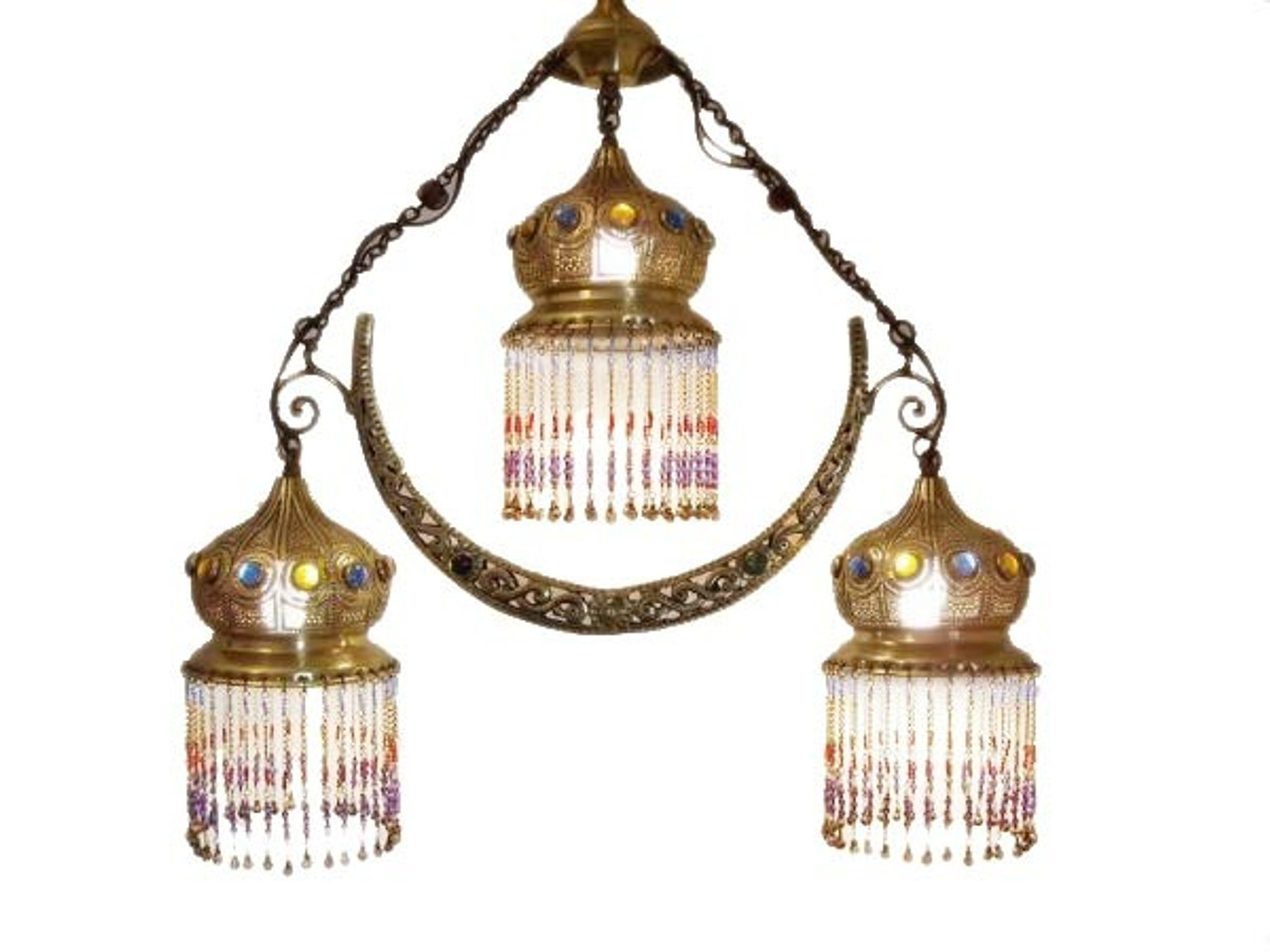 A Chandelier Hangs From A Chain In The Middle Of A Dining Room. Moroccan Chandelier | Hanging Light Fixture | Moroccan Lighting - E Kenoz
