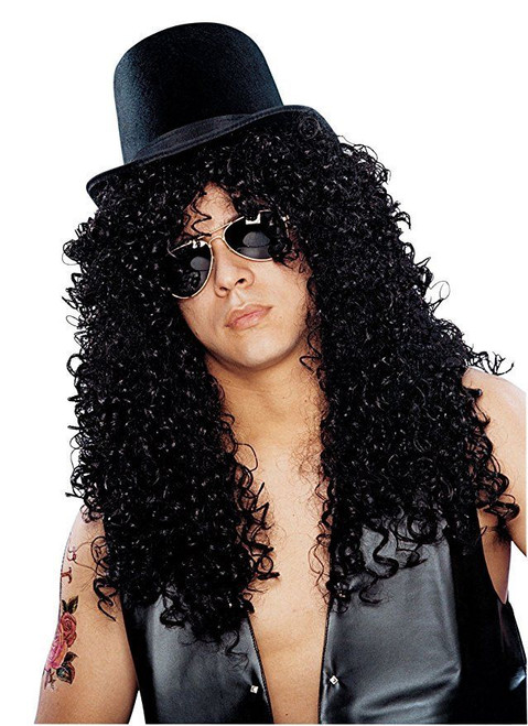 Costume Culture Wig 18 Inch Parted Black Rocker Metal Long ...