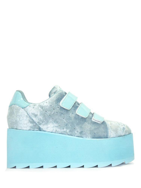 YRU Youth Rise Up Lala Velcro Velvet Blue Womens Platform Shoes Sneaker Punk YRU Youth Rise Up Lala Velcro Velvet Blue Womens Platform Shoes Sneaker Punk