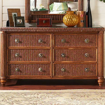 Harborside 6 Drawer Double Dresser With Glass Top Harborside 6 Drawer Double Dresser With Glass Top
