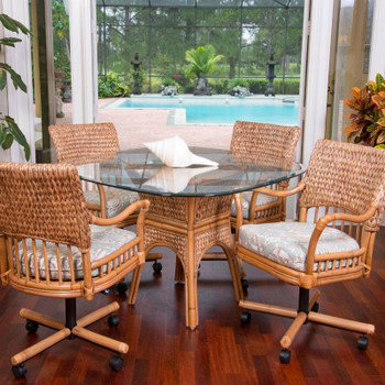 Key Largo 5 peace Dining Set with Swivel Caster Chairs Key Largo 5 peace Dining Set with Swivel Caster Chairs