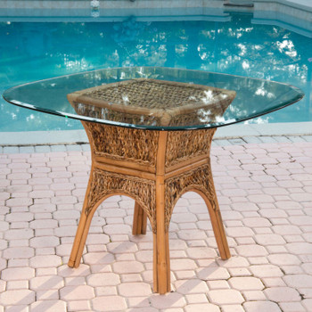 Panama Dining Table with Glass Top in Antique Honey finish Panama Dining Table with Glass Top in Antique Honey finish