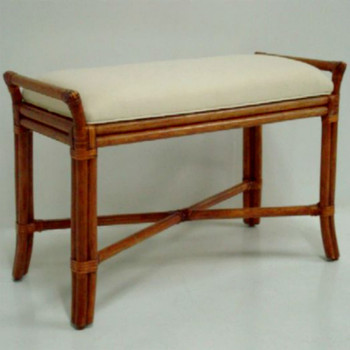 Rattan Bench with Upholstered Seat Rattan Bench with Upholstered Seat
