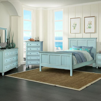 Monaco Bedroom shown in a distressed blue finish. Monaco Bedroom shown in a distressed blue finish.