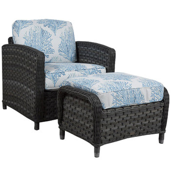 Lorca Outdoor 2pc Chair and Ottoman - Aquaria Blue Fabric Lorca Outdoor 2pc Chair and Ottoman - Aquaria Blue Fabric