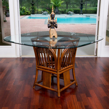 Bridgeport Square Round Table Base With Glass Top in Sienna finish Bridgeport Square Round Table Base With Glass Top in Sienna finish