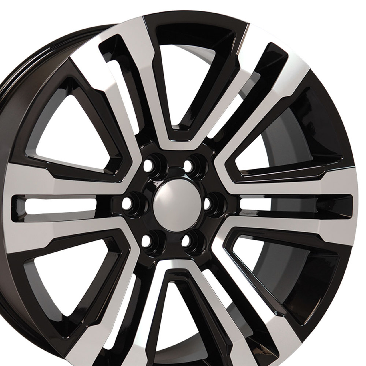 22" GMC Denali Chevy 1500 Wheels Rims Black Machine Face ...
