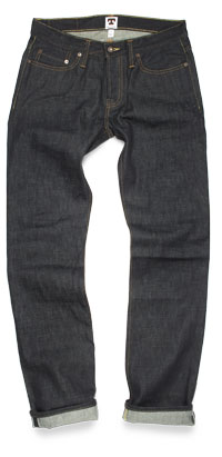 Fit of Tellason John Graham Mellor slim straight jeans made in USA