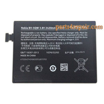 BV-5QW Built-in Battery for Nokia Lumia 930 from www.parts4repair.com BV-5QW Built-in Battery for Nokia Lumia 930 from www.parts4repair.com