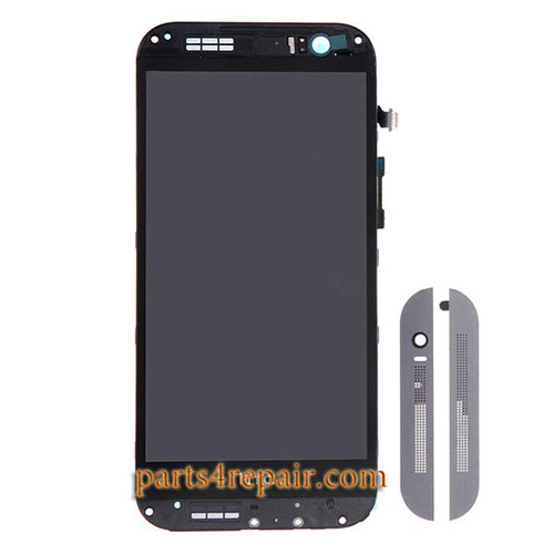 Complete Screen Assembly with Front Housing for HTC One M8 Dual SIM -Gray
