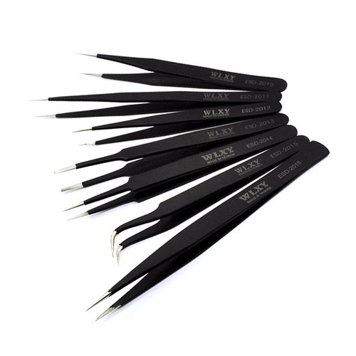 7pcs/set Anti-Static Stainless Steel Tweezers Pick Tools for Cellphone Tablet Motherboard repair
